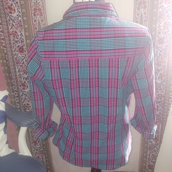 EUC·A fine mess | plaid fitted turquoise magenta - Picture 3 of 7